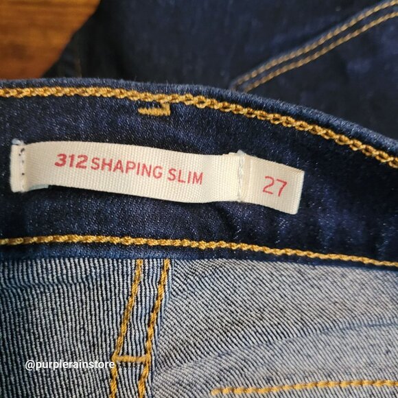 Levi's Jeans 27 Shaping 312 Slim Mid Rise Tummy Control Dark Wash Stretch Denim - Picture 5 of 13